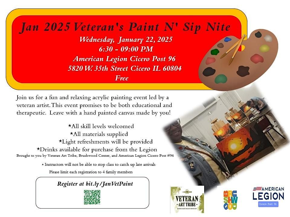 January 2025 Military Veteran  Paint N' Sip Nite