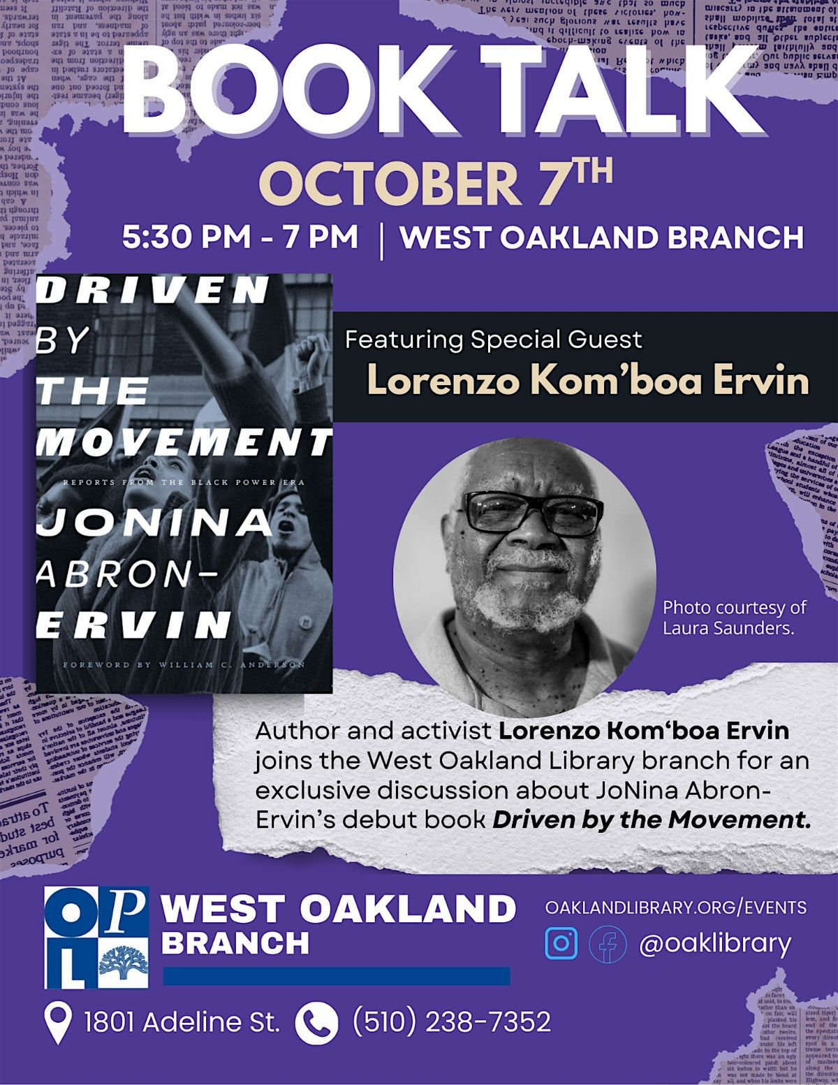 Driving the Movement I: Book Talk w\/ Black Power Vet Lorenzo Kom'boa Ervin