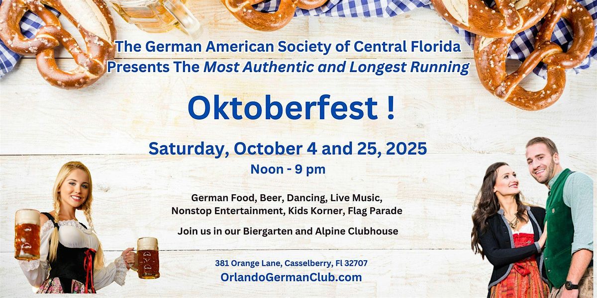 Oktoberfest Oct 4, 2025 German American Society Casselberry