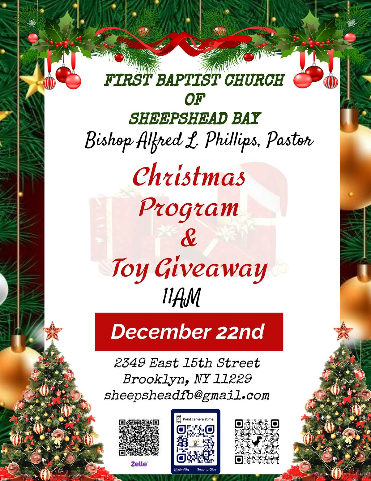 FBC OF SHEEPSHEAD BAY CHRISTMAS PROGRAM & TOY GIVEAWAY