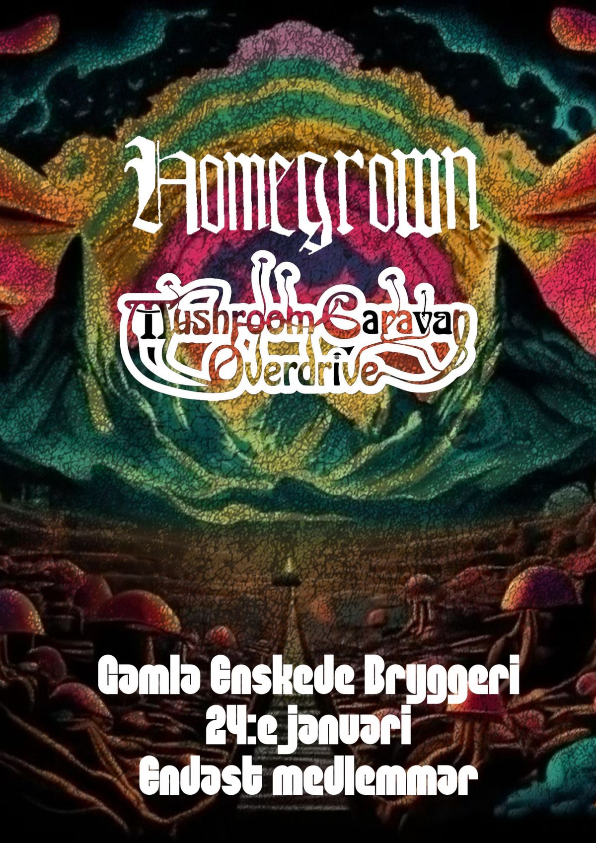 Homegrown + Mushroom Caravan Overdrive p\u00e5 Gamla Enskede Bryggeri!