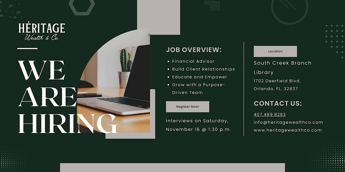 H\u00e9ritage Wealth Co. Hiring Event