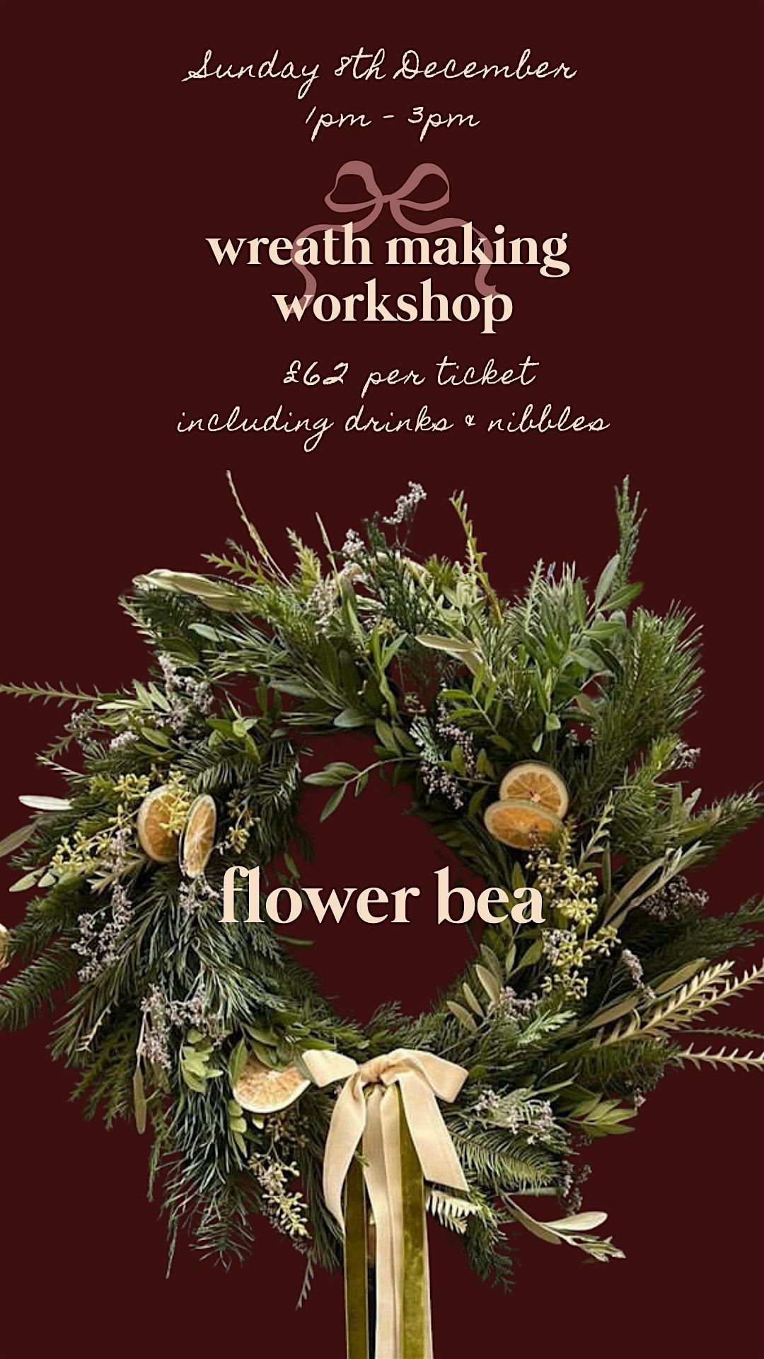 Weekday Festive Wreath Making at The Mill House with Flower Bea