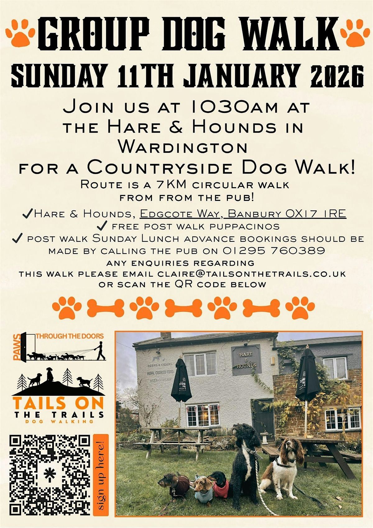 Tails on The Trails at The Hare and hound Wardington -  Group Dog Walk