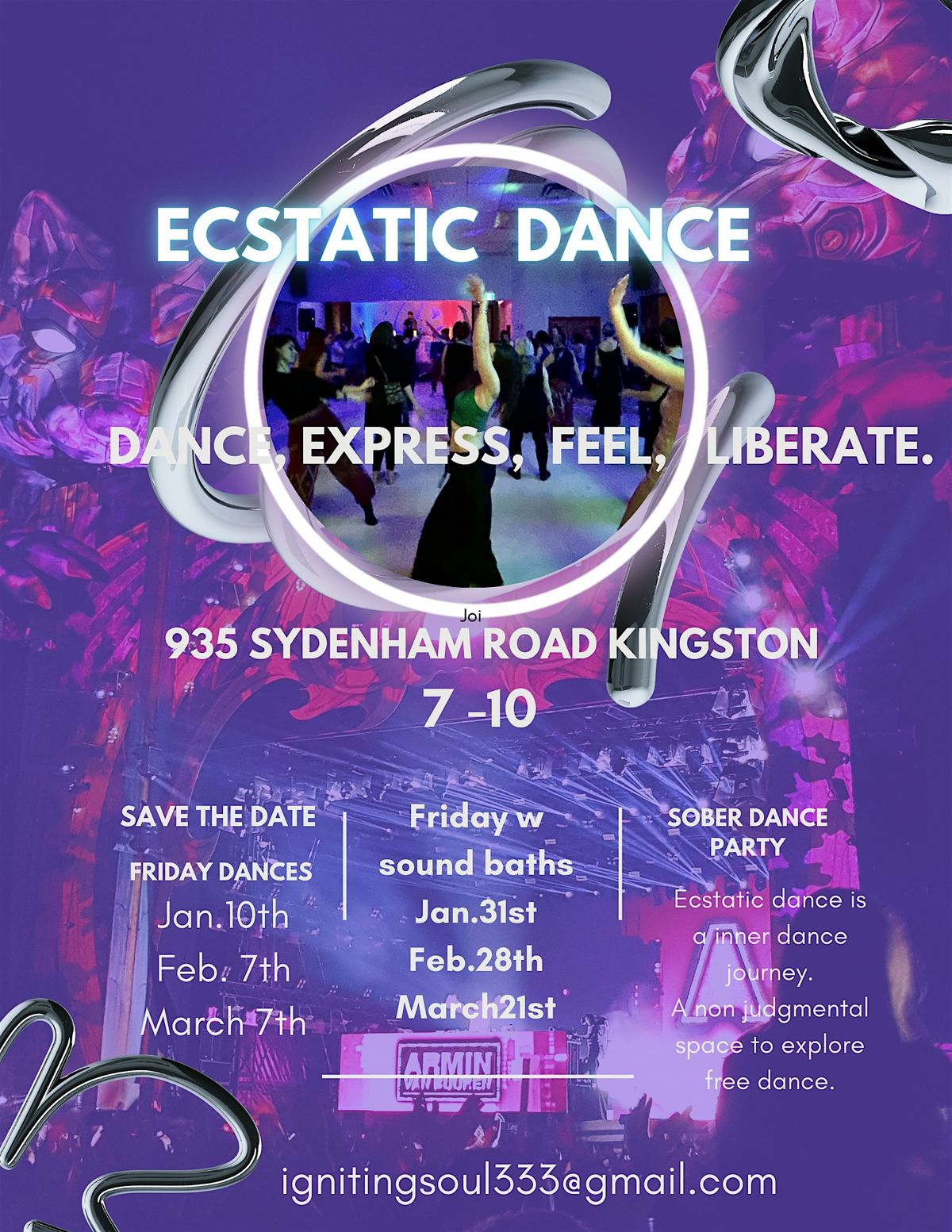 Ecstatic Dance Express, feel, liberate