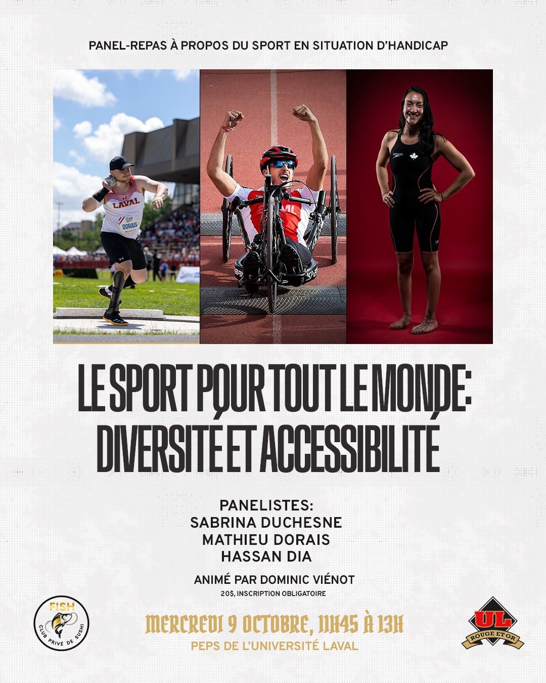 Panel-repas \u00e0 propos du sport en situation d'handicap avec le Rouge et Or et Fish!