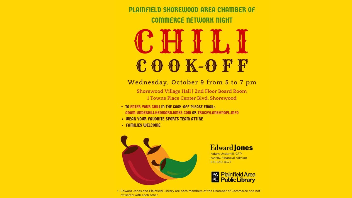 CHILI COOK-OFF hosted by Plainfield Library & Edward Jones