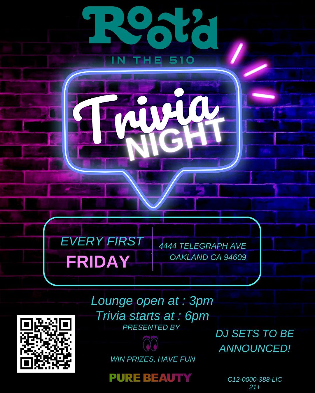 Pure Beauty Trivia at Root'd in the 510