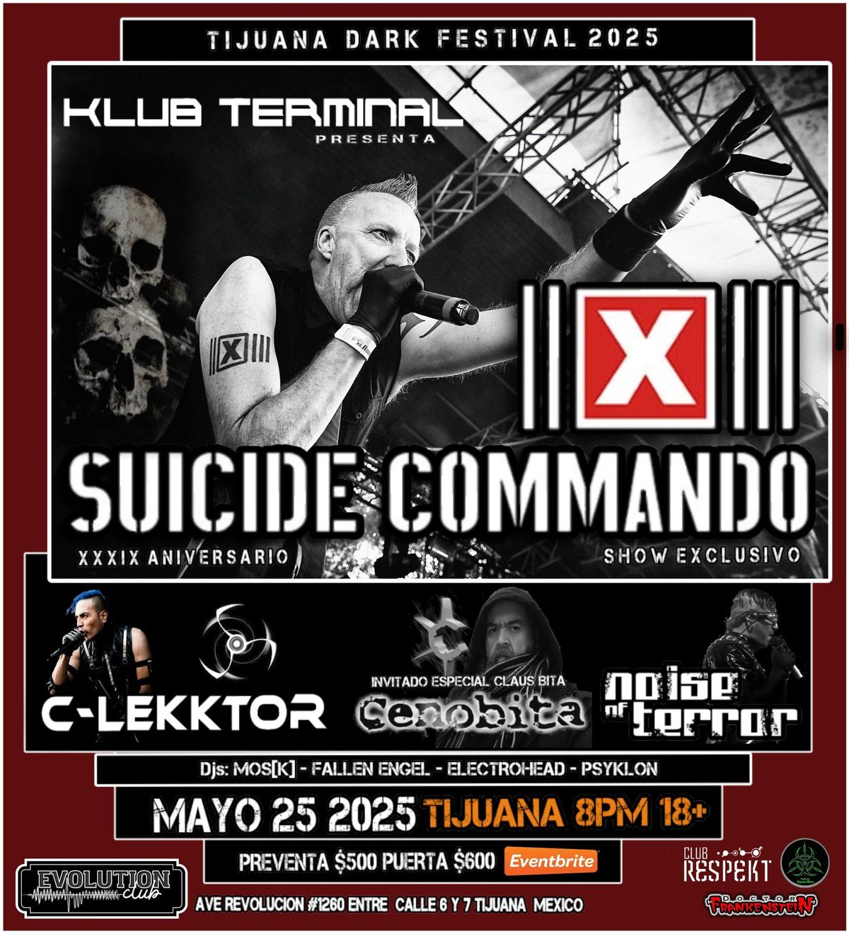 SUICIDE COMMANDO - C-LEKKTOR - CLAUS DE CENOBITA - NOISE OF TERROR En TIJUANA 25 DE MAYO 2025