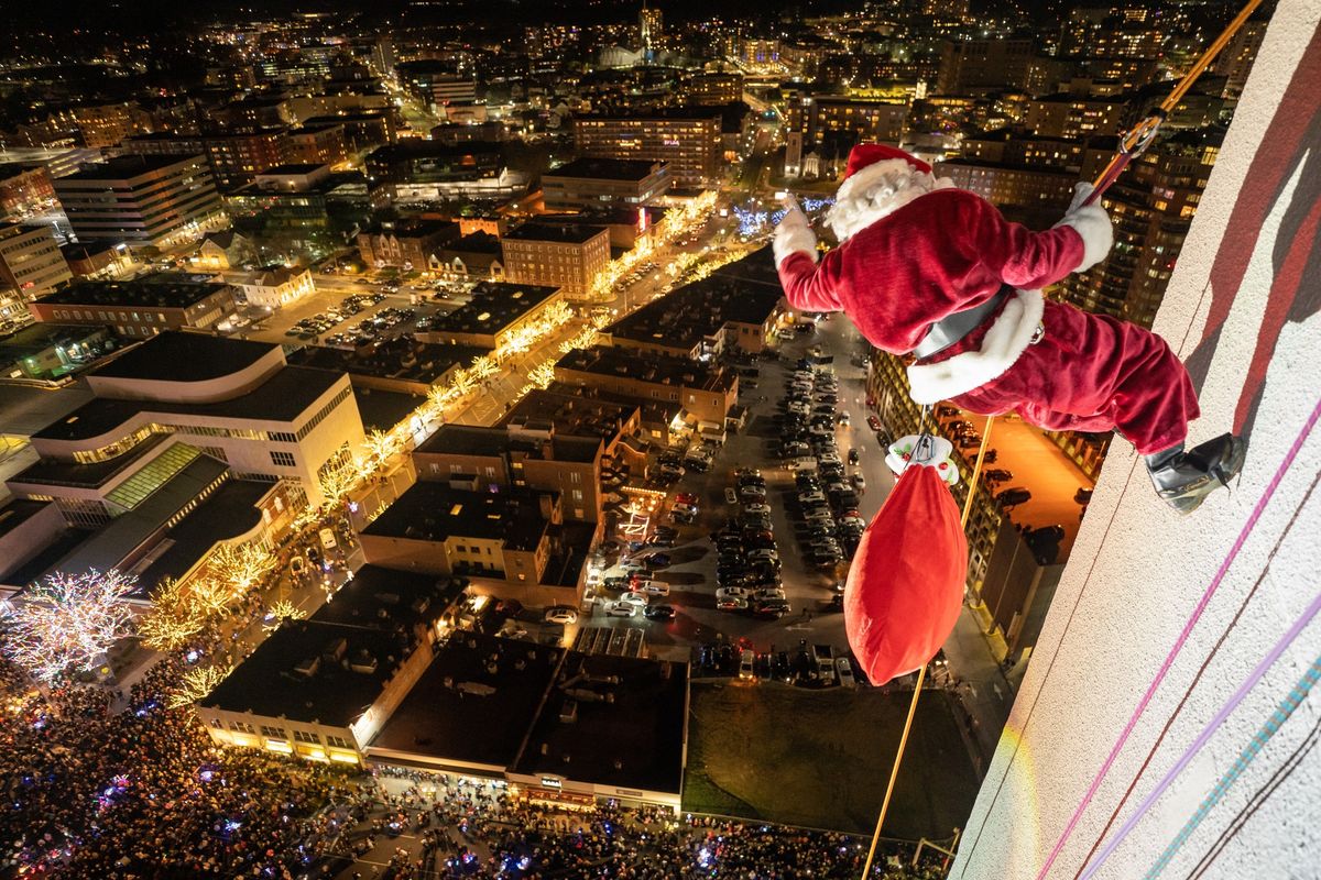 Heights & Lights: Rappelling Santa and Tree Lighting