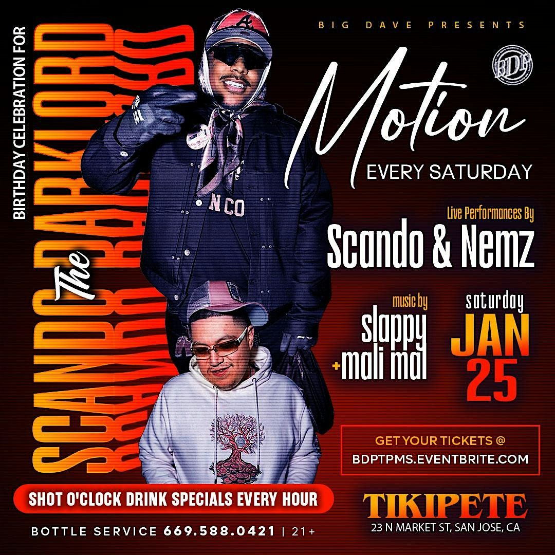 "MOTION" Every Saturday @ Tiki Pete