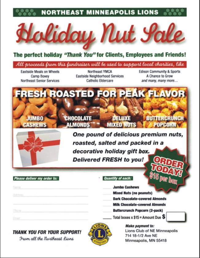 NE Lions Holiday Nut Fundraiser