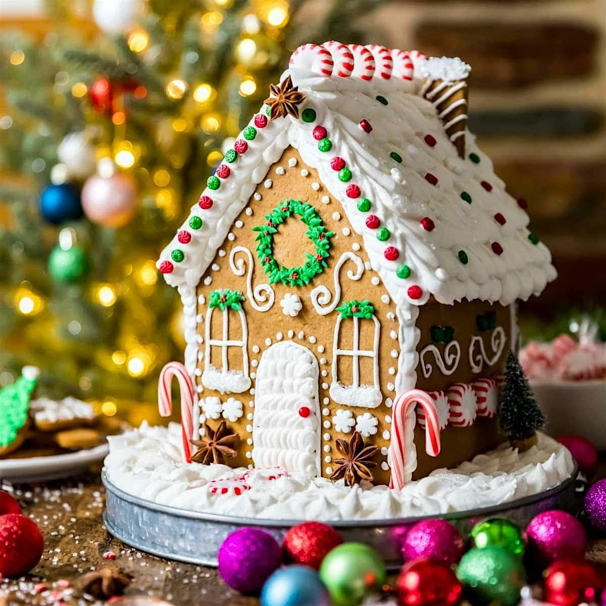 Christmas Pajamas Party - Gingerbread House Decorating