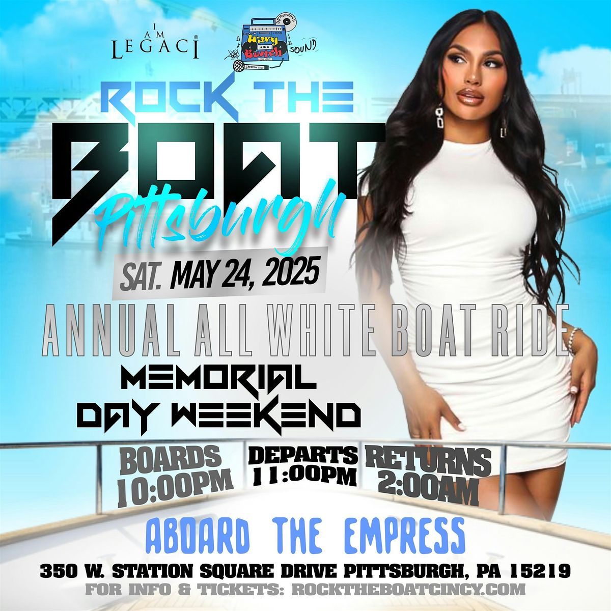 ROCK THE BOAT PITTSBURGH 2025 MEMORIAL DAY WEEKEND ALL WHITE BOAT PARTY