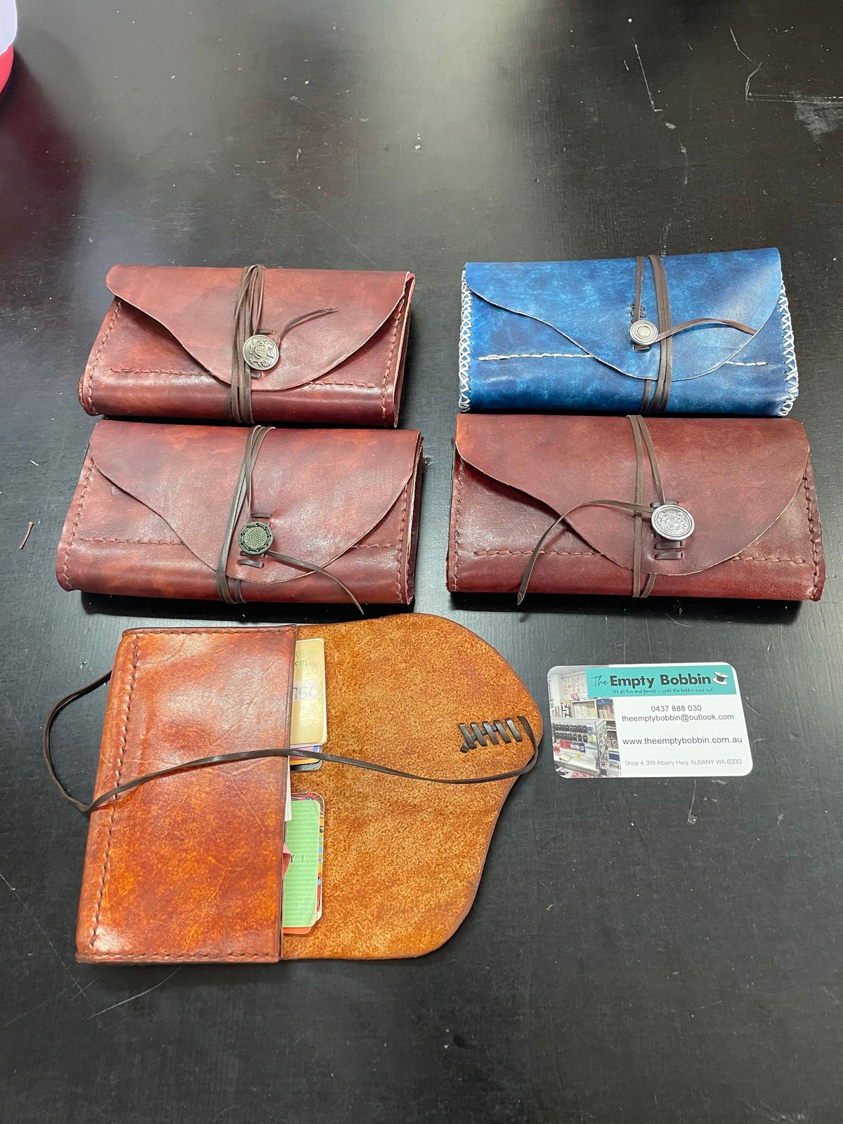 Leather Dying and Handsewn Pouch\/Wallet