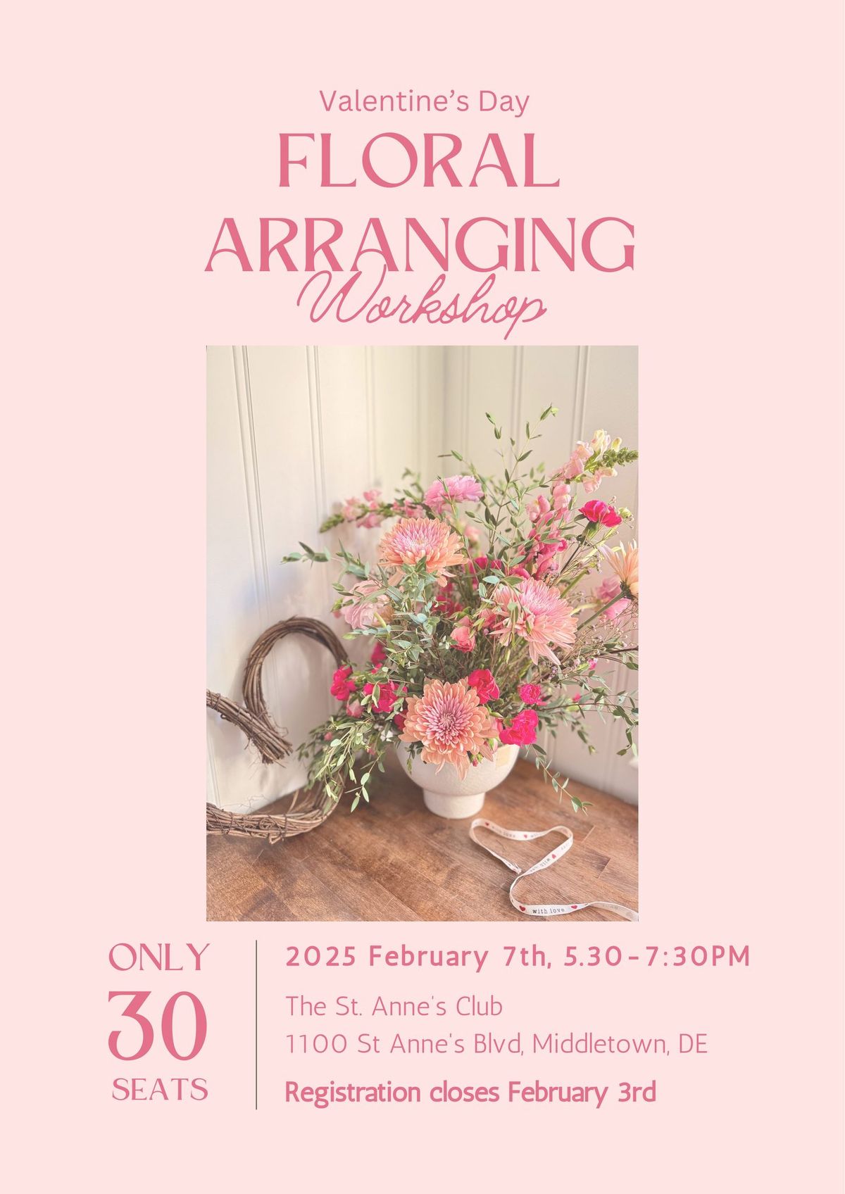 Valentine\u2019s Day Floral Workshop \ud83c\udf38\ud83c\udf78 