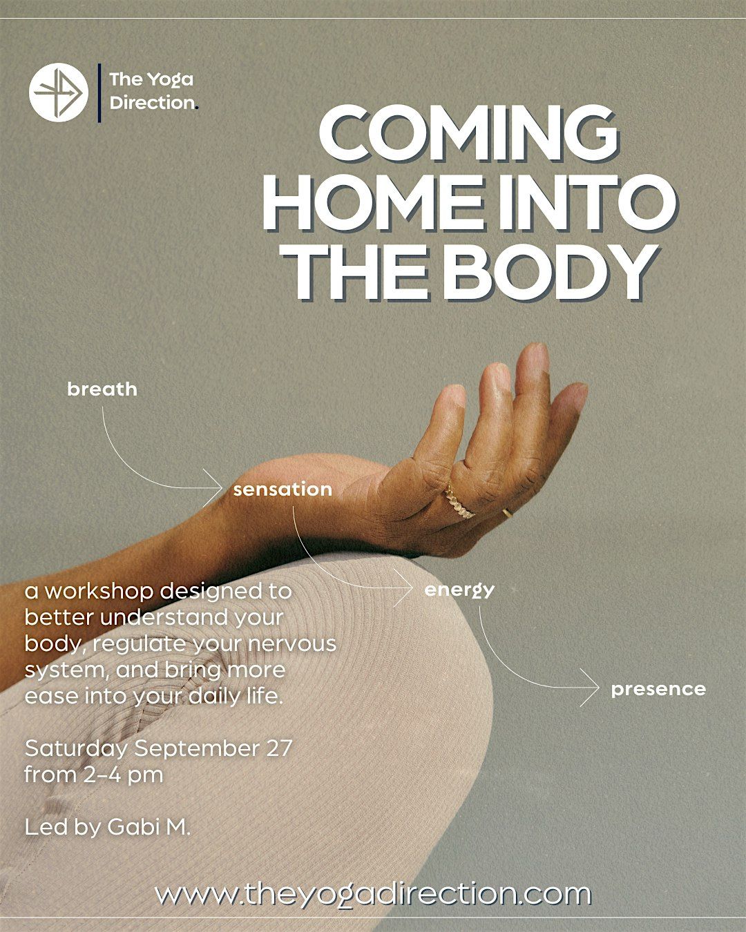 Coming Home Into the Body: a somatic release workshop.