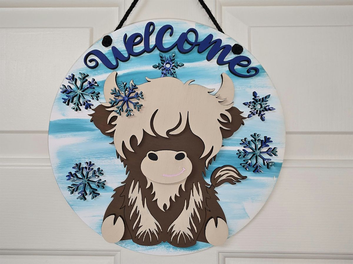 Winter Highland Cow Paint Social