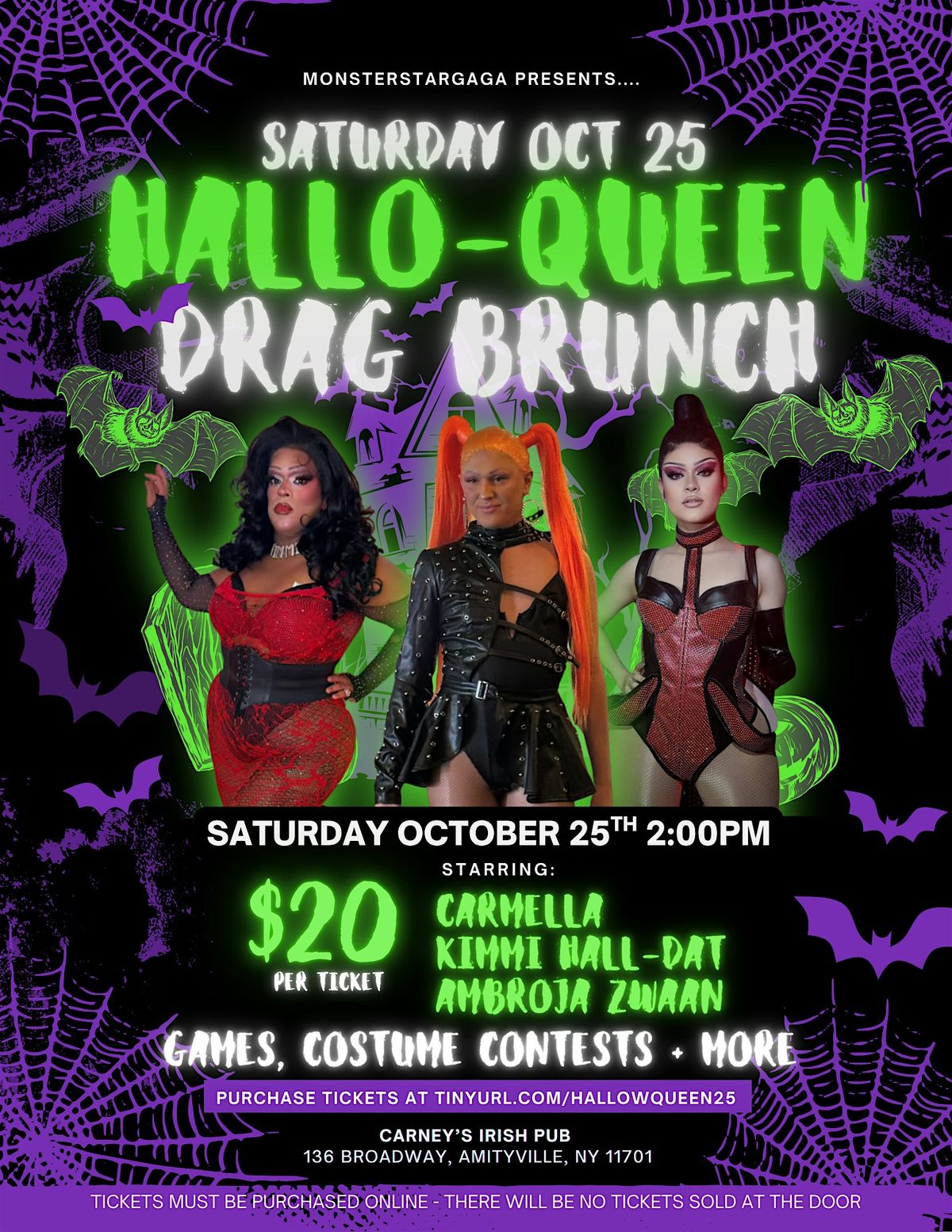 HALLOWEEN THEMED DRAG BRUNCH - SATURDAY OCT 25TH - CARNEY'S IRISH PUB LI NY