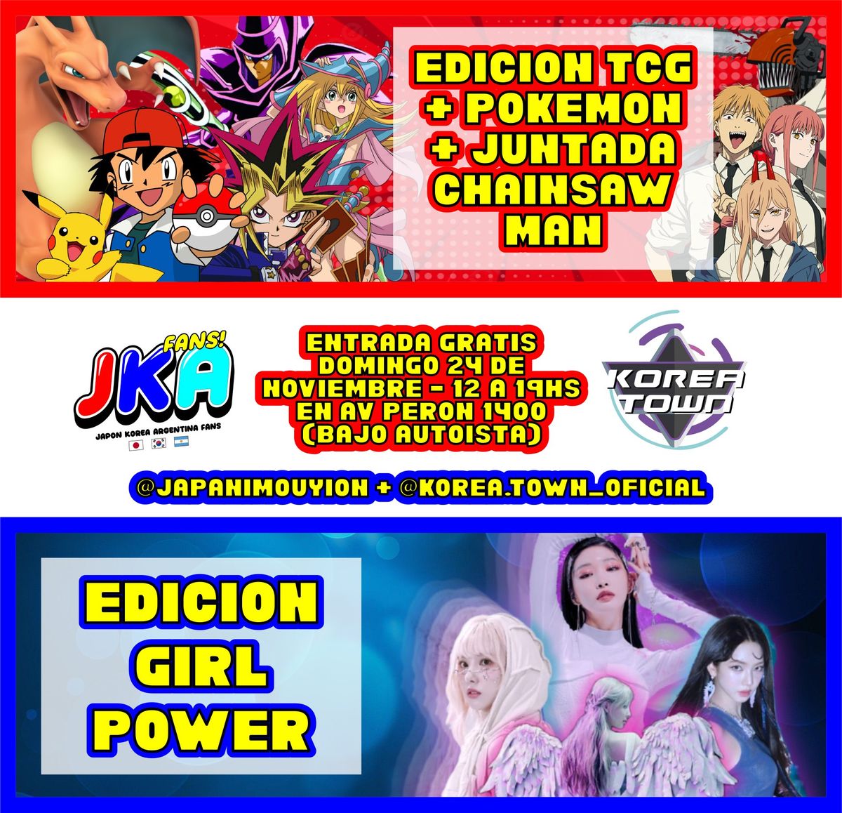 JKA MIX + JAPANIMOUYION + KOREA TOWN + ANIME Y KPOP GRATIS PARA TODA LA FAMILIA! EN PARQUE CHACABUCO