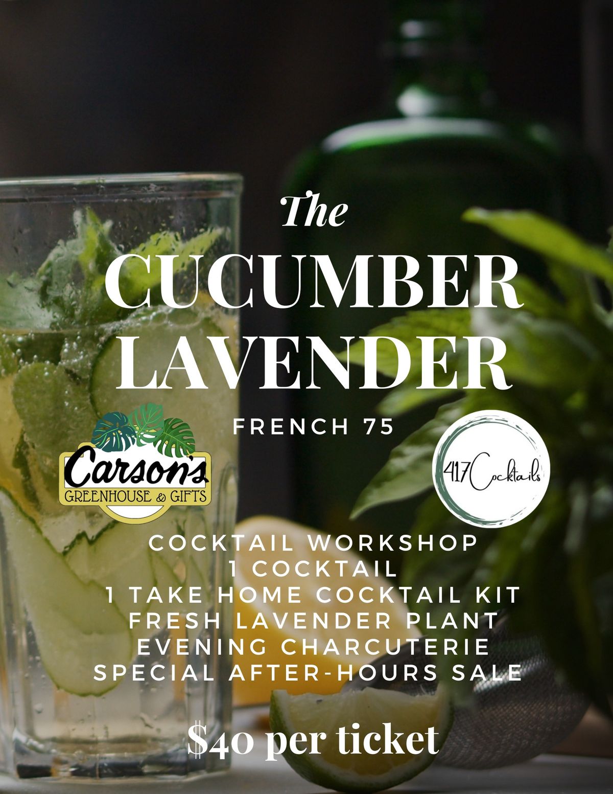 Cucumber Lavender French 75 Cocktail Workshop