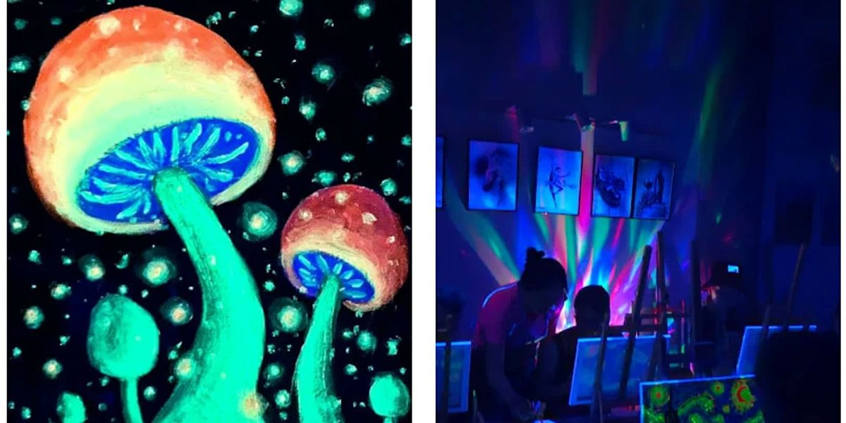 Neon Lights Paint and Sip Class:Magical Mushroom