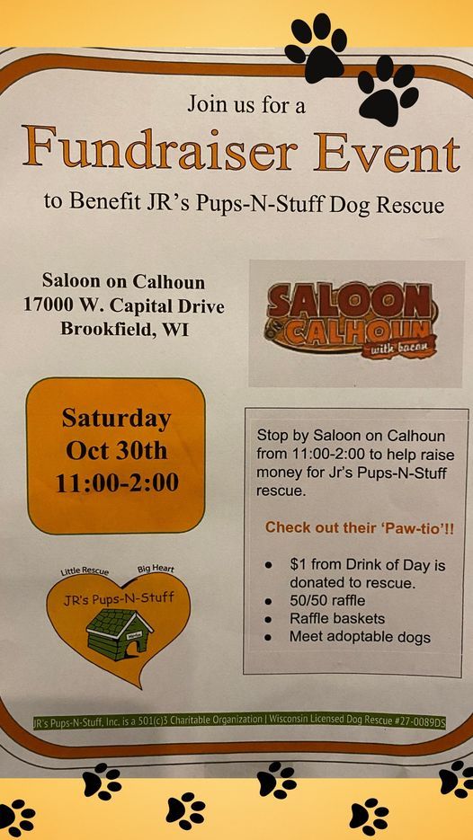 JRs PupsNStuff Fundraiser, The Saloon on Calhoun, Brookfield, 30