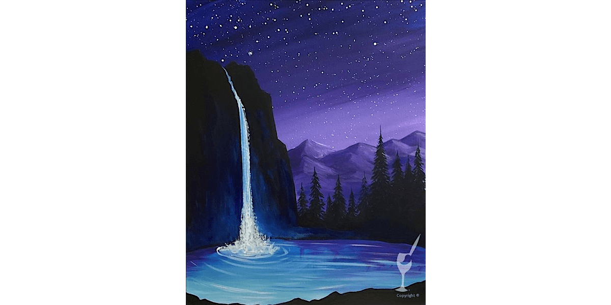 Midnight Waterfall Glow - Paint and Sip in Denver | Classpop!\u2122