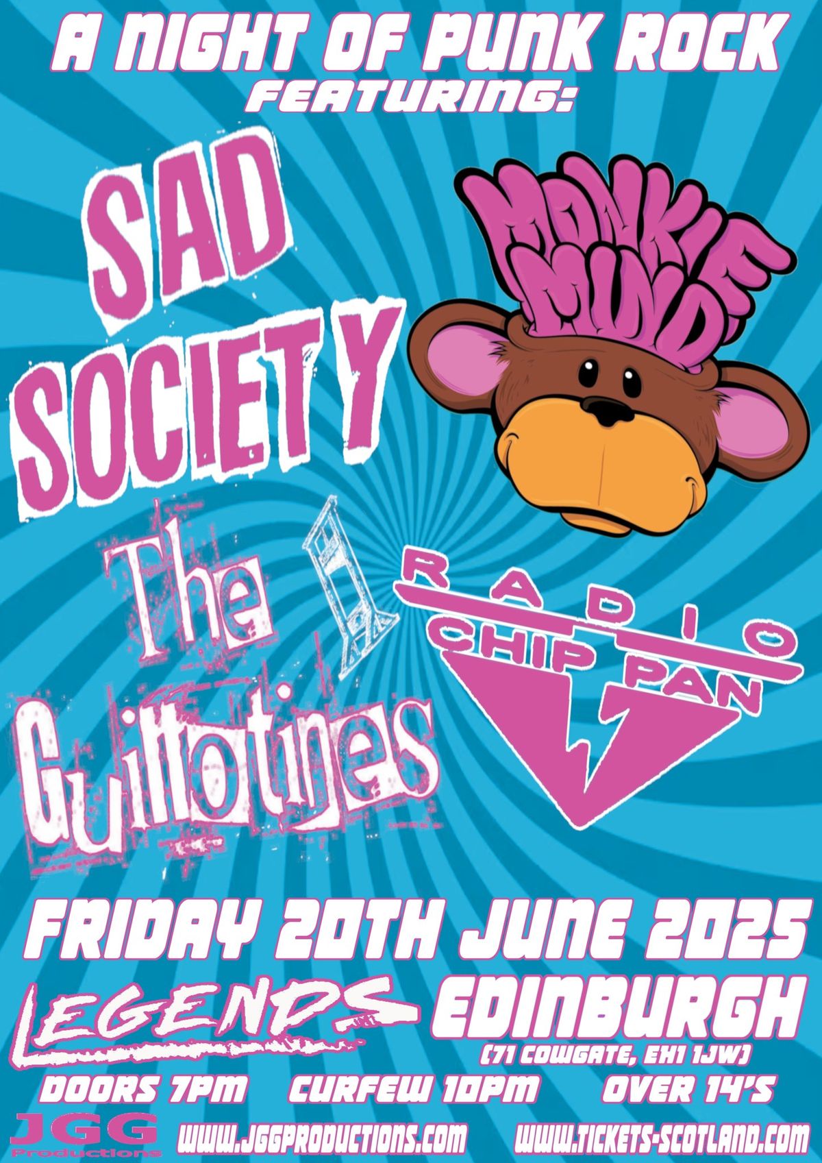 Monkie Mind, Sad Society, The Guillotines, Radio Chip Pan @ Legends, Edinburgh 