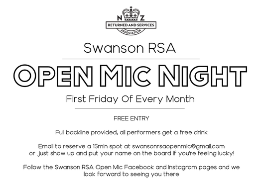 Swanson RSA Open Mic - July 2nd