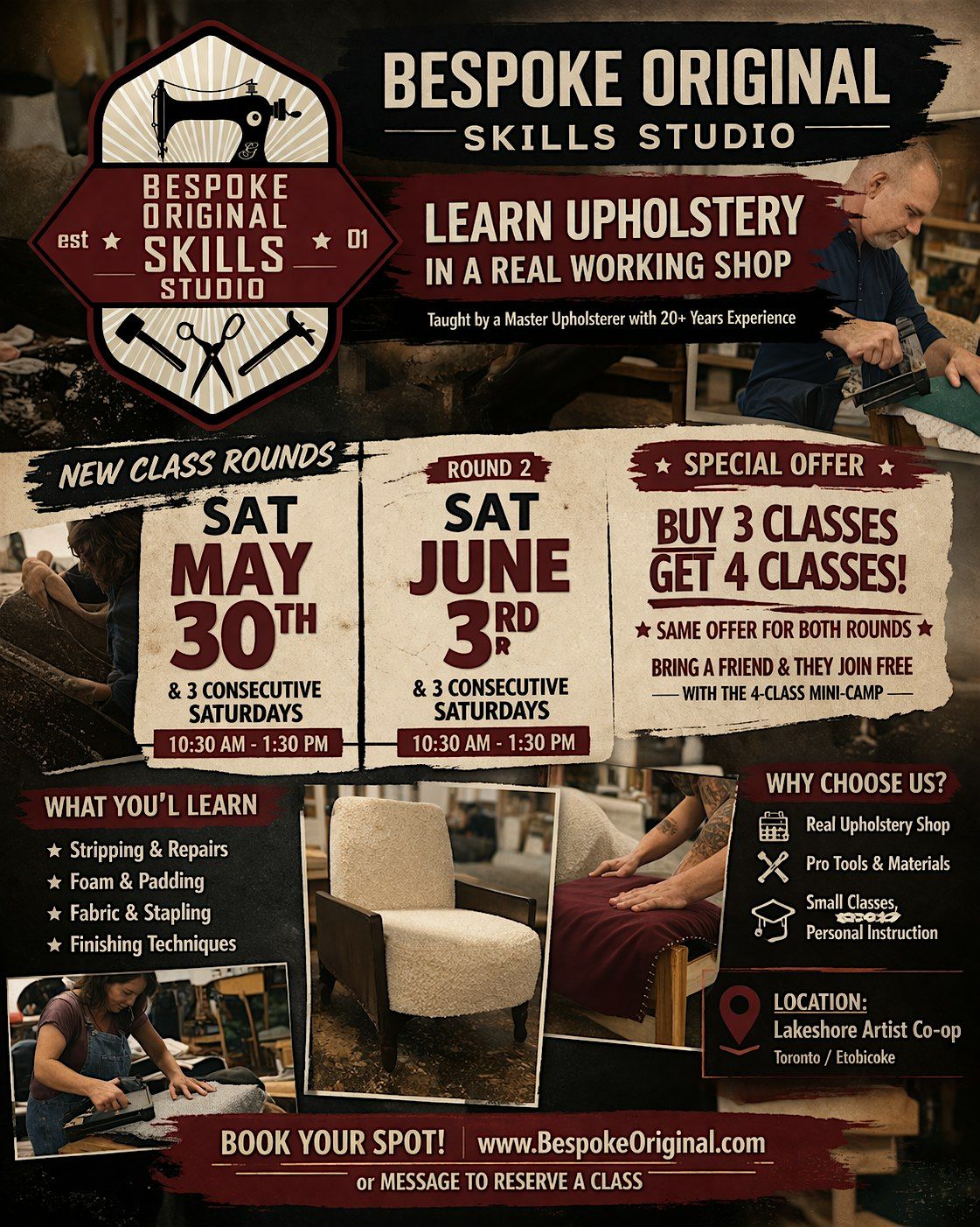 Learn UPHOLSTERY WORKSHOPS