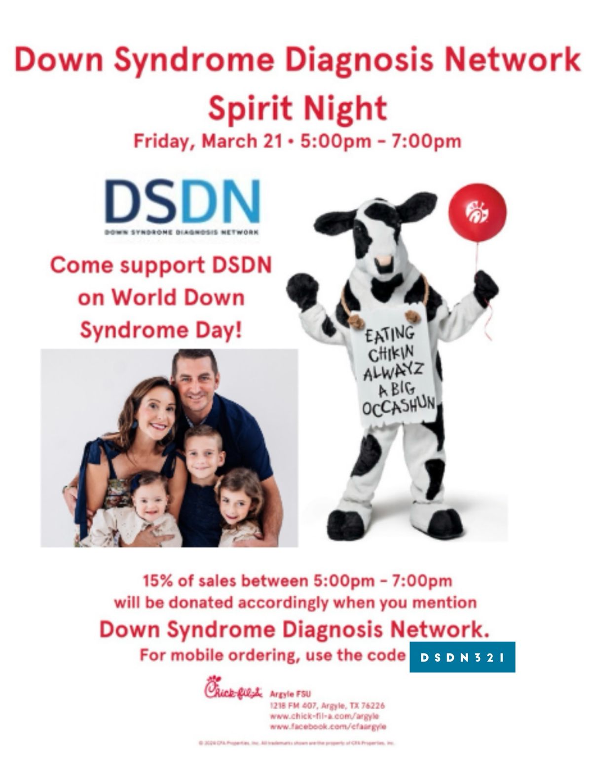 WORLD DOWN SYNDROME DAY- Spirit Night 