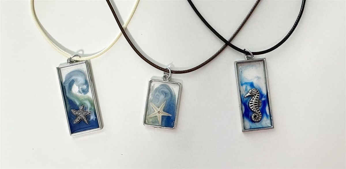 Choice of 3 Mother\u2019s Day Gift Beach Necklaces Resin Pendants Art Sip Class