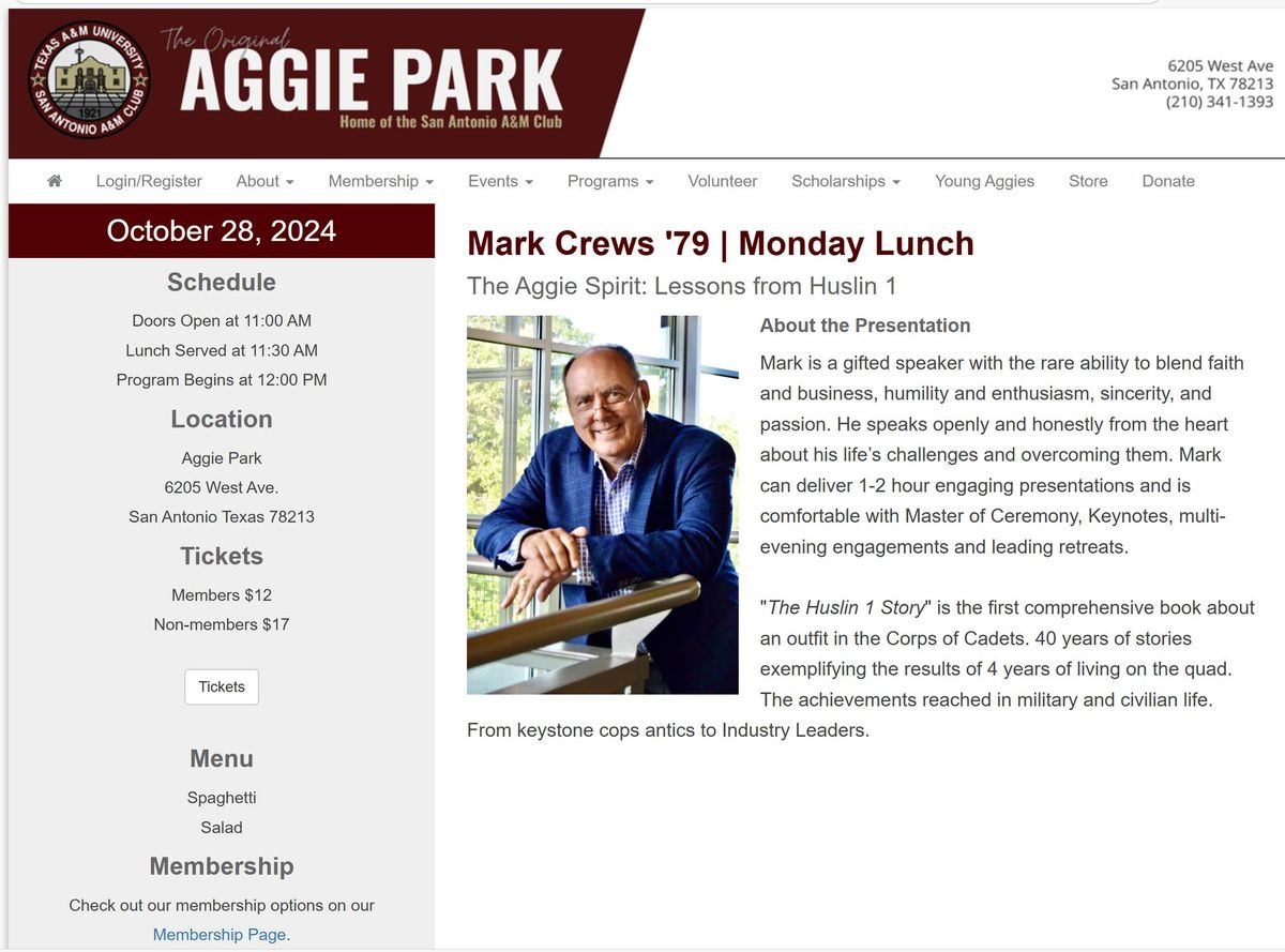 Honored to be speaking at the San Antonio A&M Club!