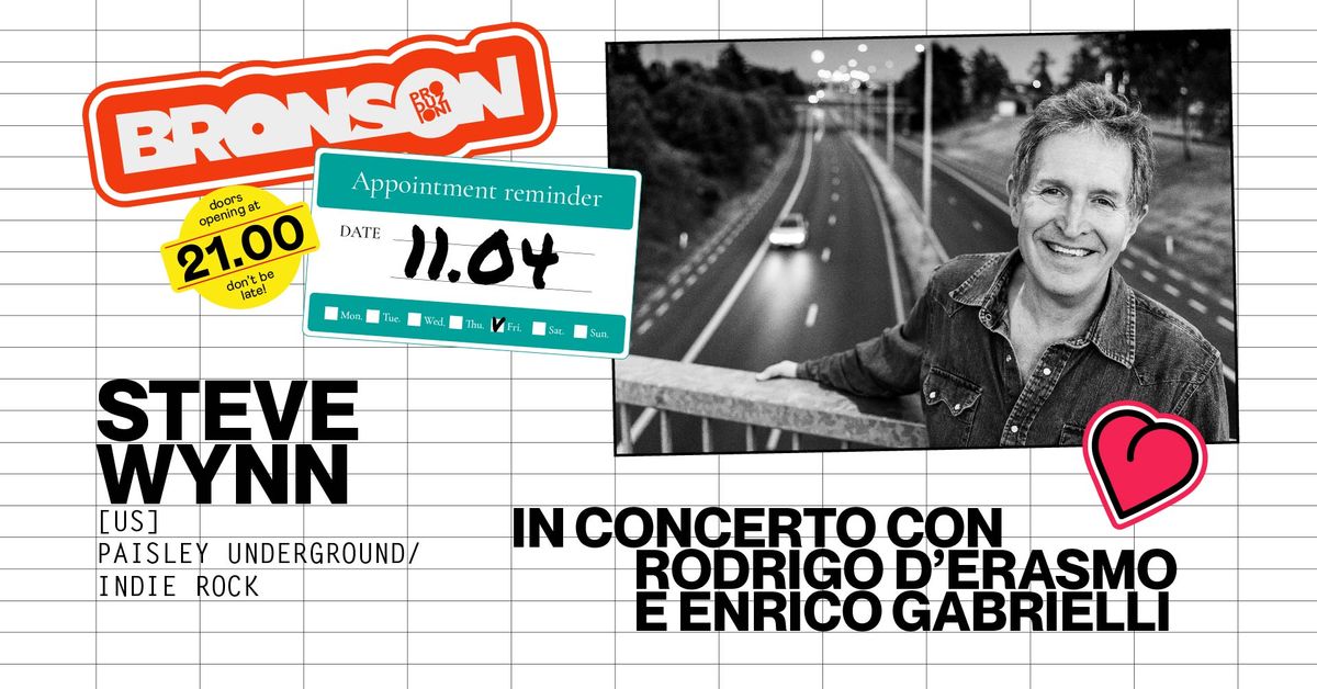 Steve Wynn in concerto con Rodrigo D'Erasmo e Enrico Gabrielli - Bronson Club, Ravenna