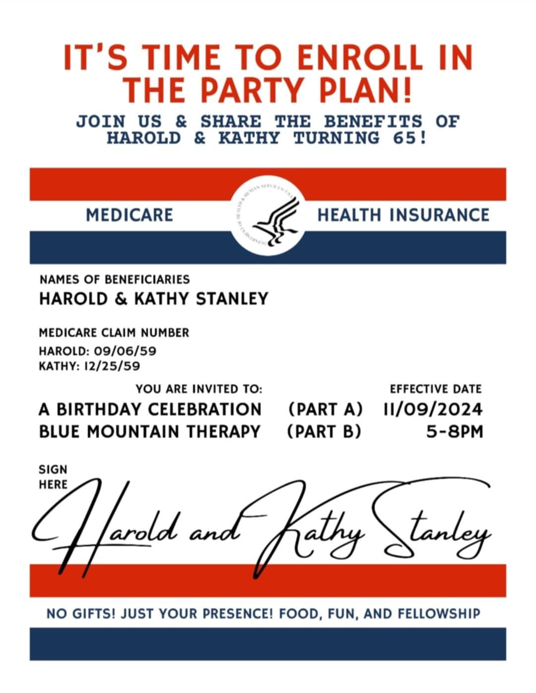 2 birthdays,  1 party.  The Medicare years...