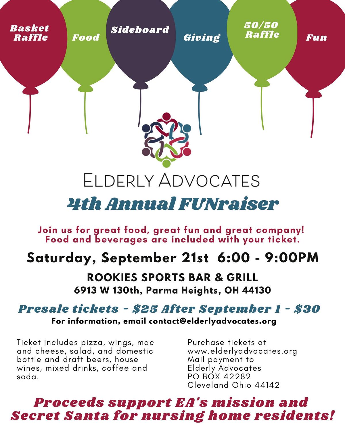 Join us for a FUNraiser at Rookies to Show your Support for Seniors in Nursing Homes!