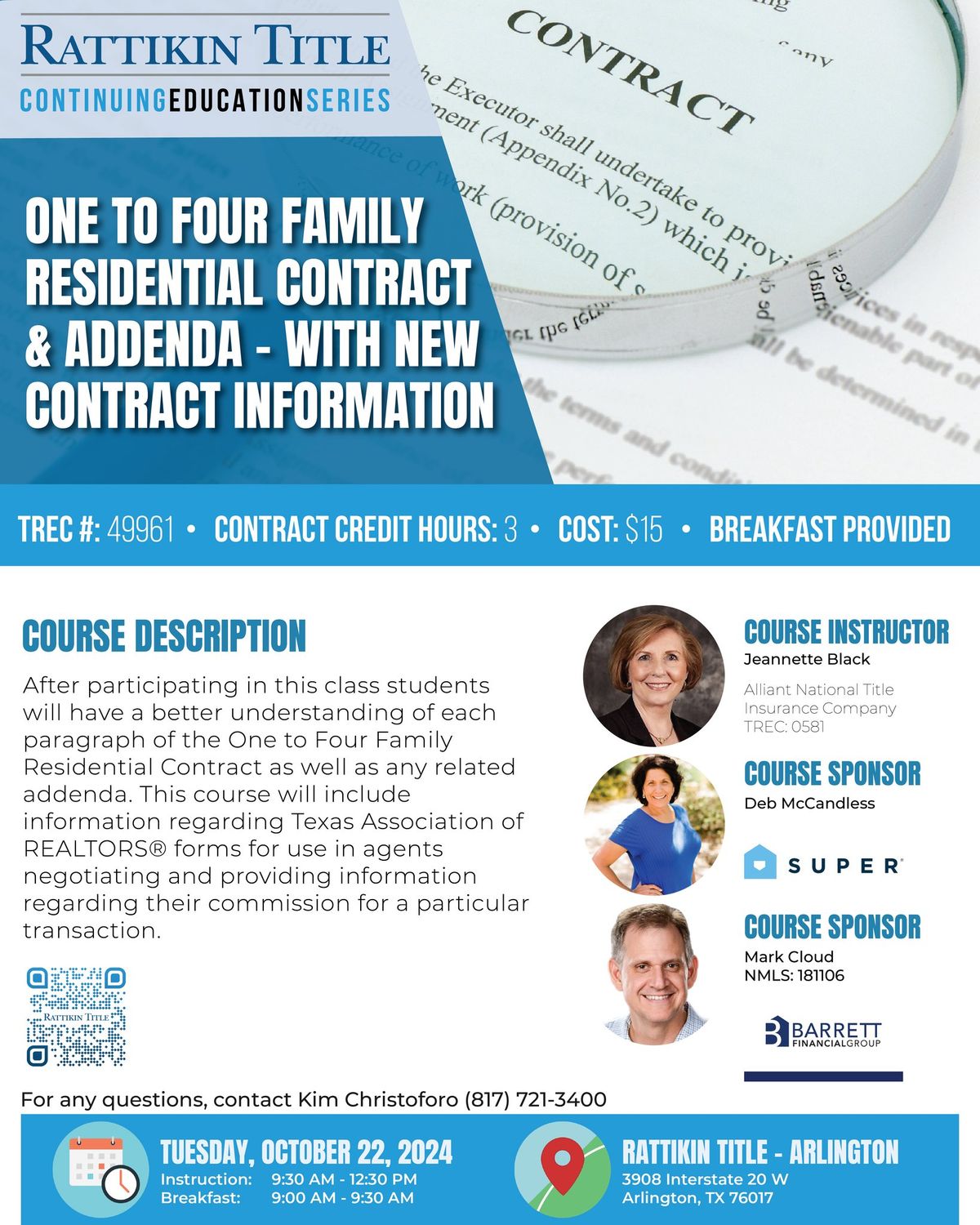 One to Four Family Residential Contract & Addenda - with New Contract Information