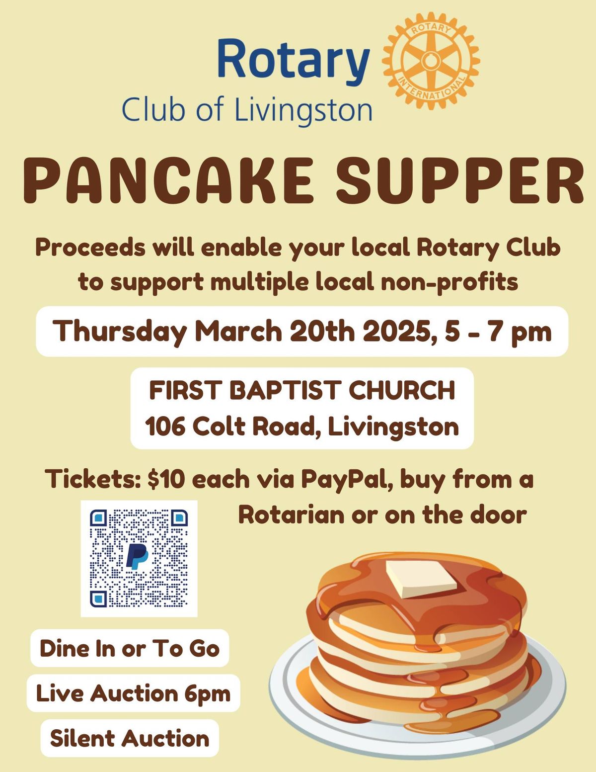 Rotary Club of Livingston - Pancake Supper