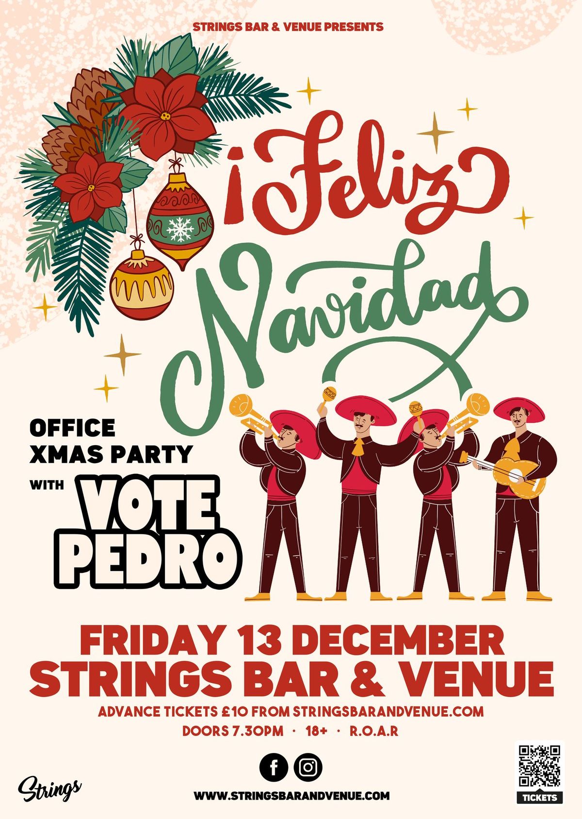 Office Xmas Party with Vote Pedro at Strings Bar & Venue