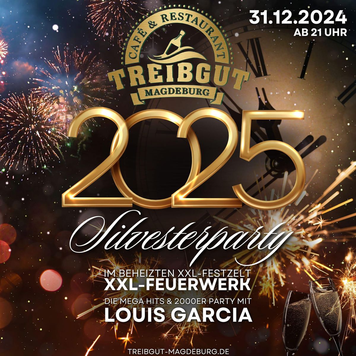 XXL Silvester-Party 2024 mit Louis Garcia - @ Caf\u00e9 Treibgut