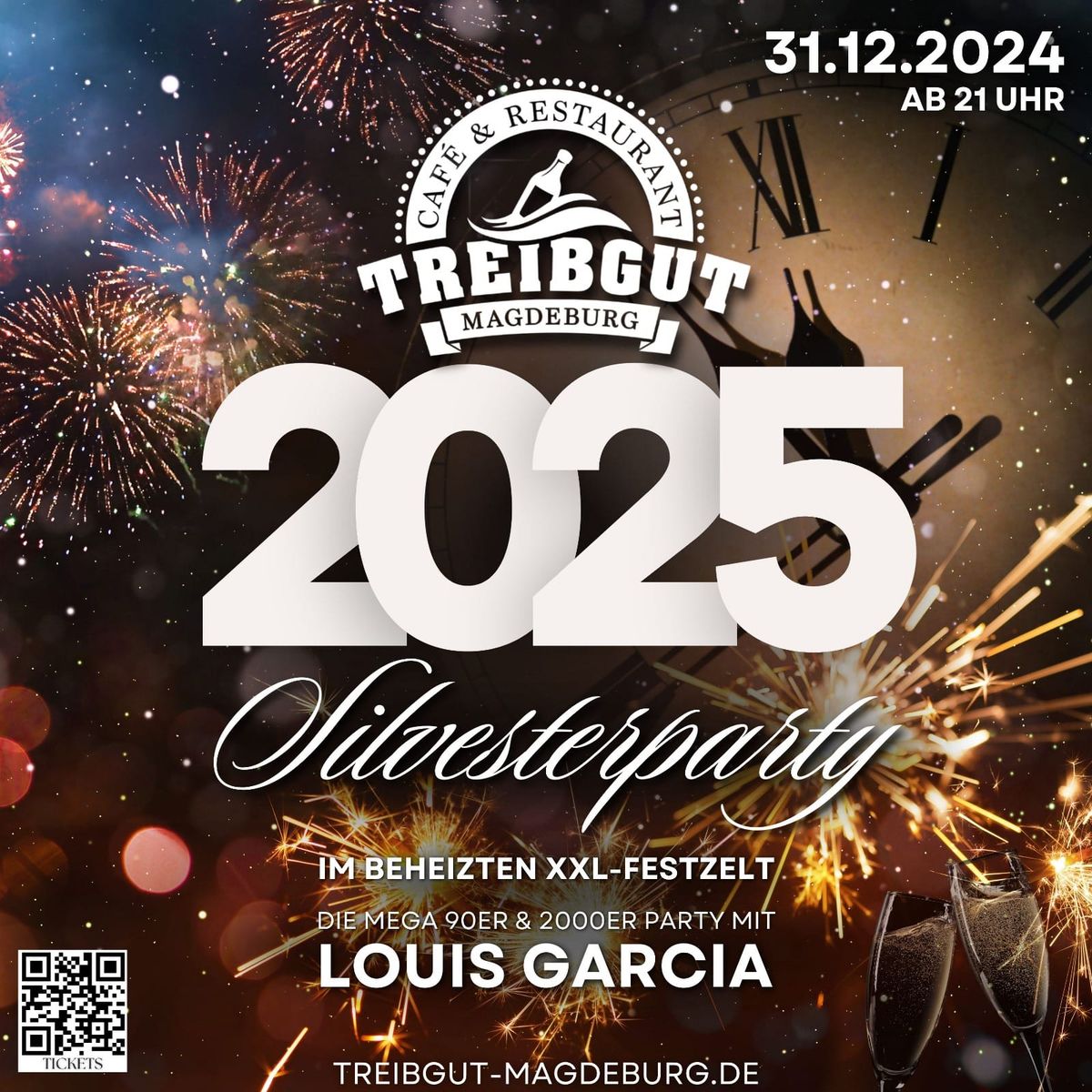 XXL Silvester-Party 2024 mit Louis Garcia - @ Caf\u00e9 Treibgut