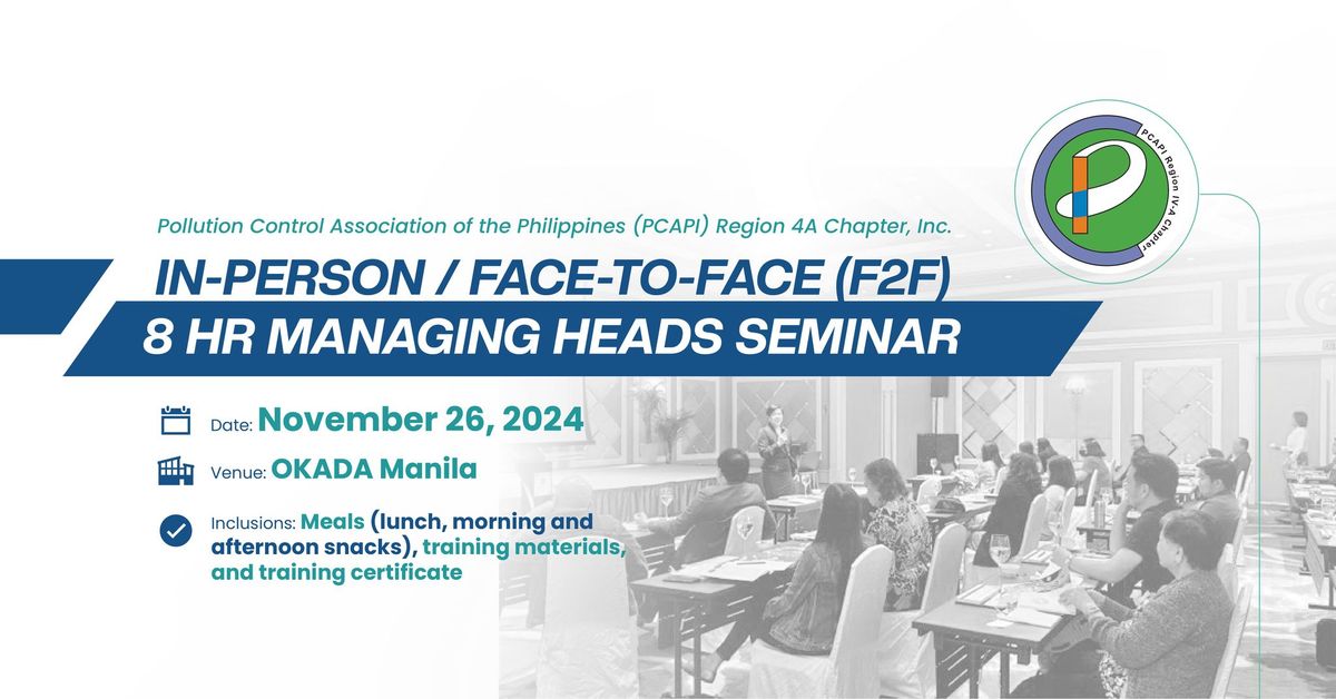 FACE-TO-FACE 8HR SEMINAR FOR MANAGING HEADS OF PCOs (NOVEMBER 26, 2024) OKADA MANILA