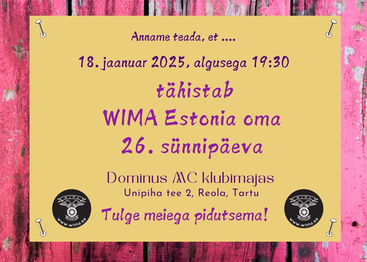 WIMA Estonia 26. s\u00fcnnip\u00e4ev