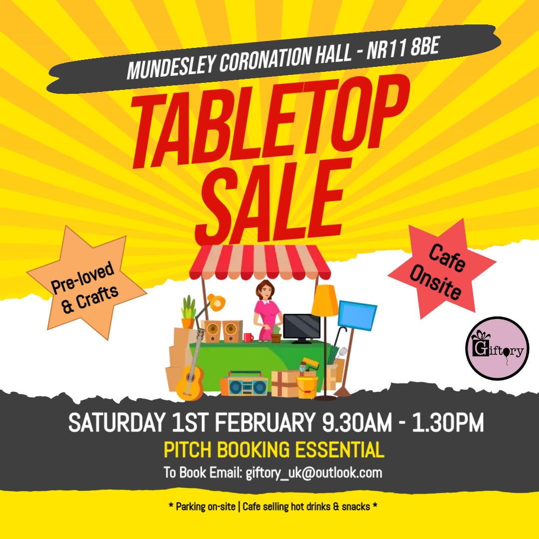 Giftory - Tabletop Sale at Coronation Hall, Mundesley