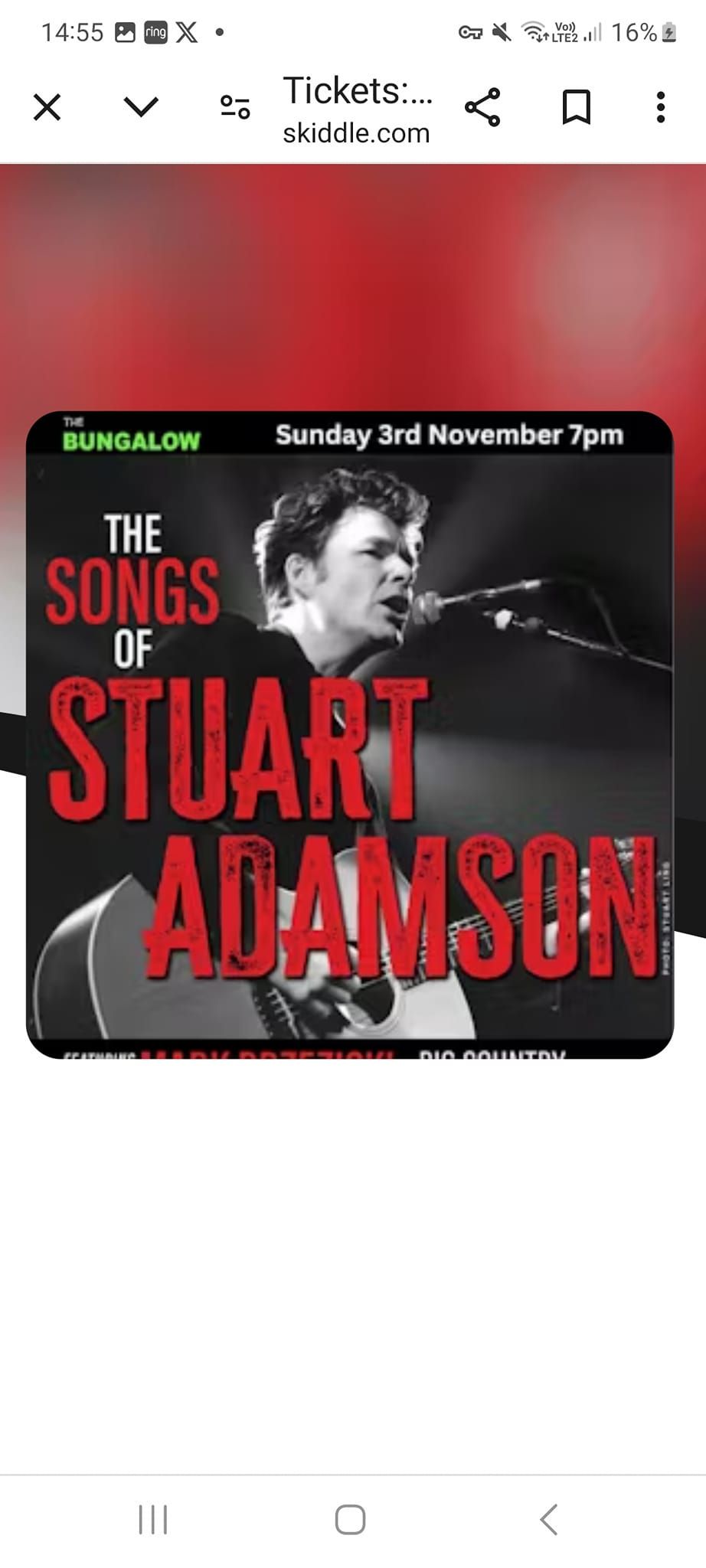 The songs of STUART ADAMSON All Star Line Up (BIG COUNTRY and Icicle Works)