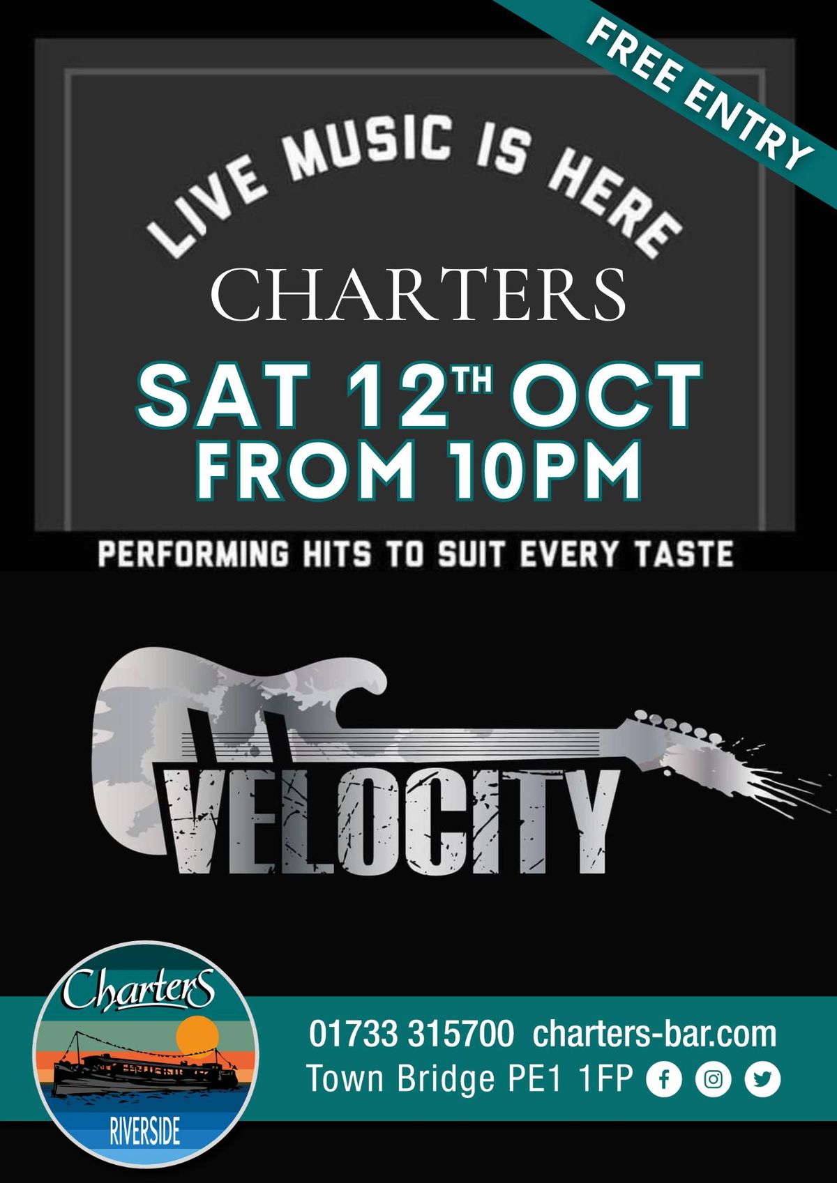 Velocity @Charters - LIVE MUSIC & FREE ENTRY 