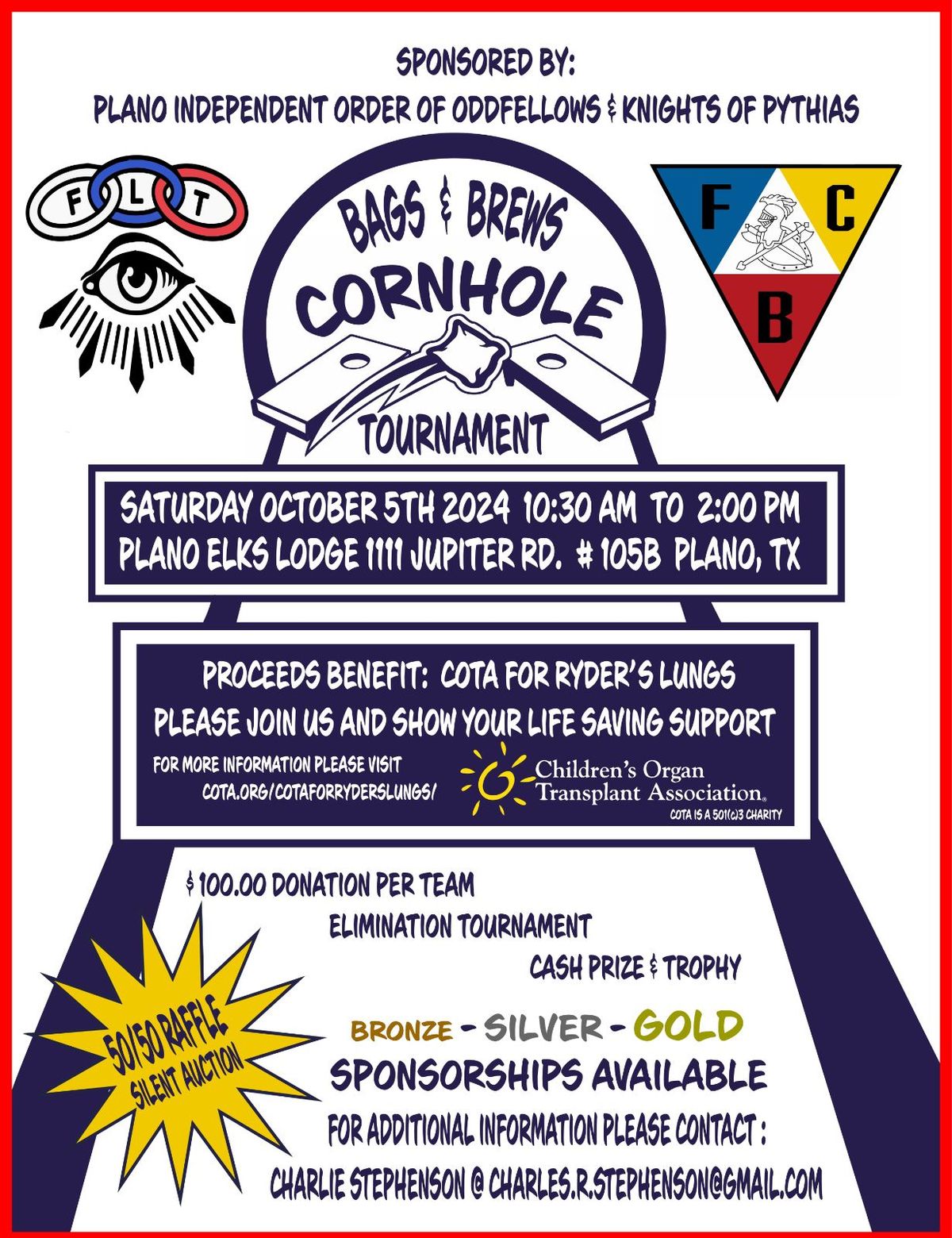 Bags & Brews Cornhole Tournament - Sponsored by the Plano Odd Fellows and Knights of Pythias 