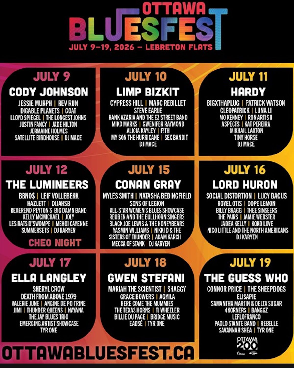 2026 Ottawa Bluesfest - Multiday Pass at LeBreton Flats Park