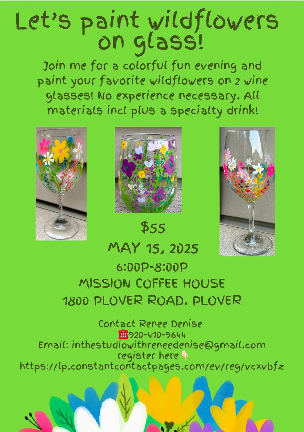 Let\u2019s paint wildflowers on wine glasses at Mission Coffee House! 